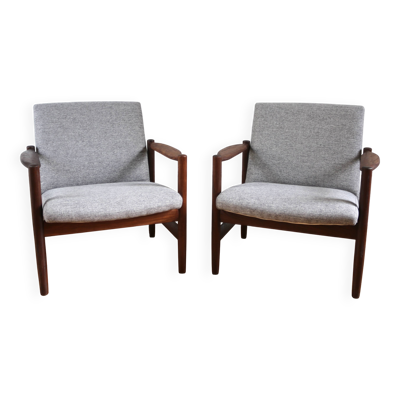 Paire de fauteuils scandinaves vintage teck 1960