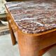 Square side table in wood and red marble 60 x 60 cm
