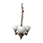 Gilded bronze chandelier & opaline Swan, empire style.