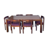 Teak wood dining table with 6 vintage rosewood chairs