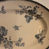 Soupière ravier and dish old blue porcelain Sarreguemines model Groseilles