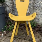 Chaises brutaliste ocre jaune 1960
