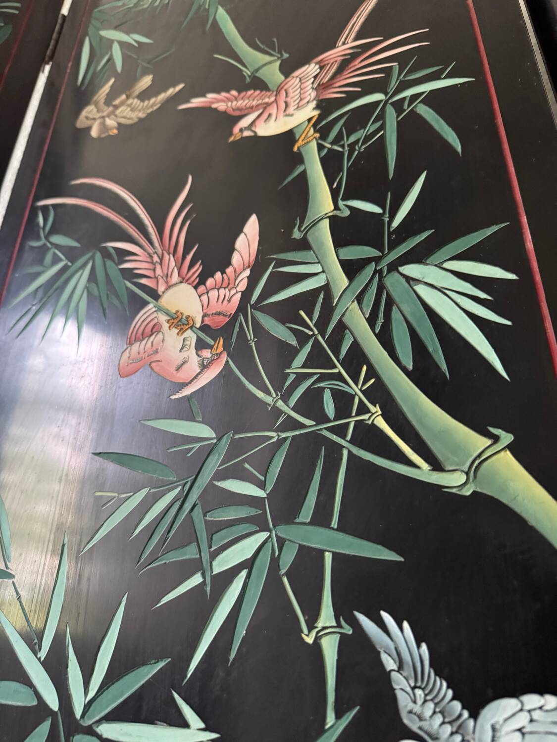 Antique Chinese lacquer screen