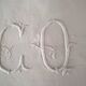 White cotton top sheet monogrammed "CQ" 2 x 3 m