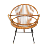 Fauteuil rond en bambou et rotin