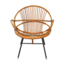 Round bamboo and rattan armchair