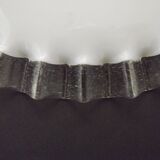 French frilled glass pendant shade, white opaline glass with a clear scalloped edge.