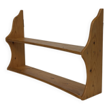 Vintage wooden wall shelve rack bookshelf in pinewood  minimalist design