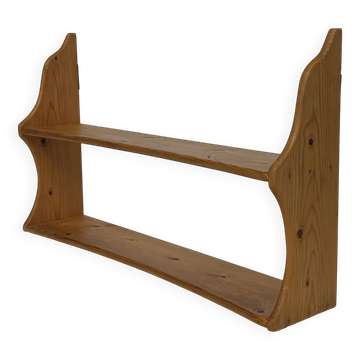 Vintage wooden wall shelve rack bookshelf in pinewood  minimalist design