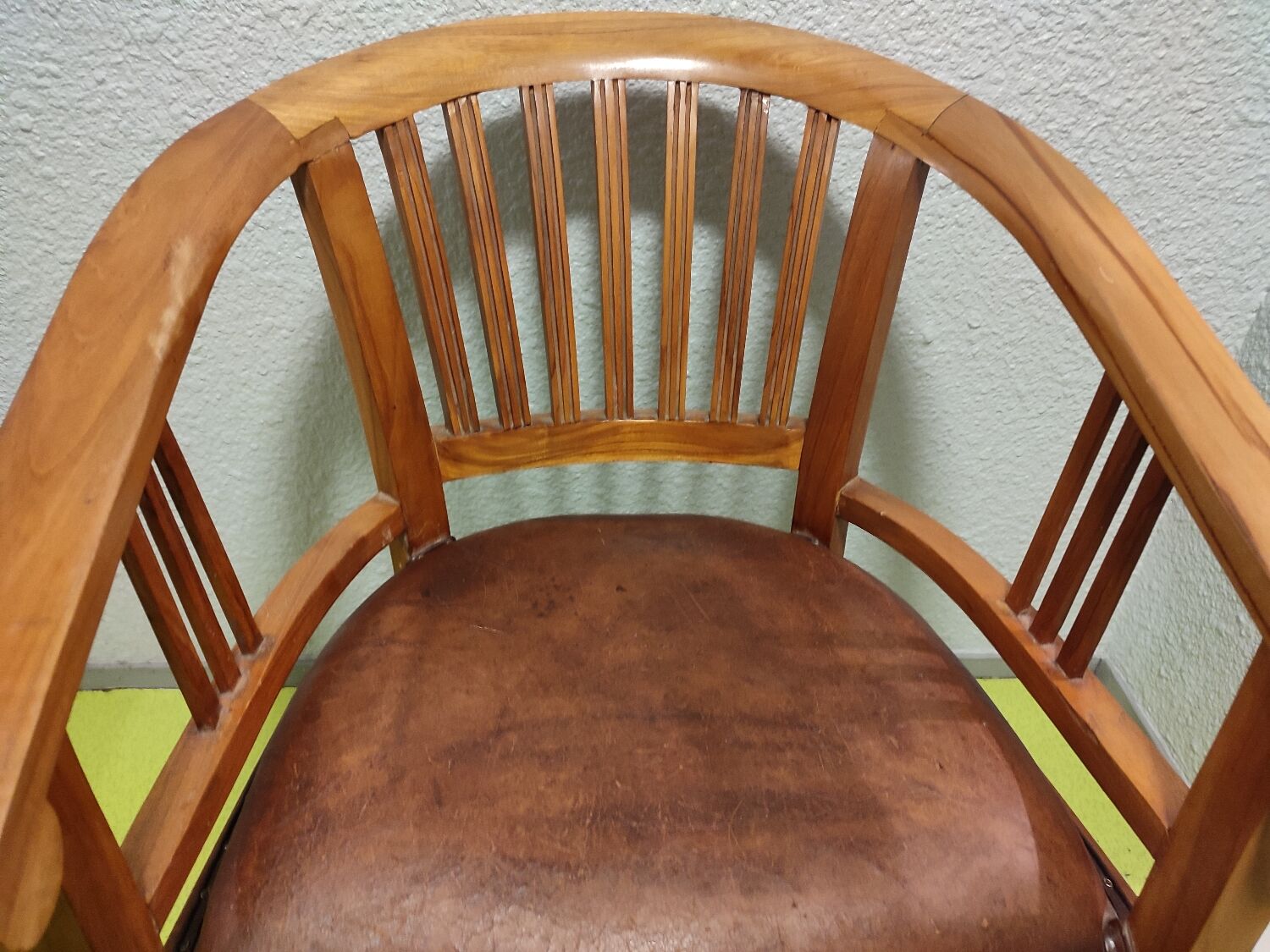 Fauteuil de bureau en teck et cuir vintage