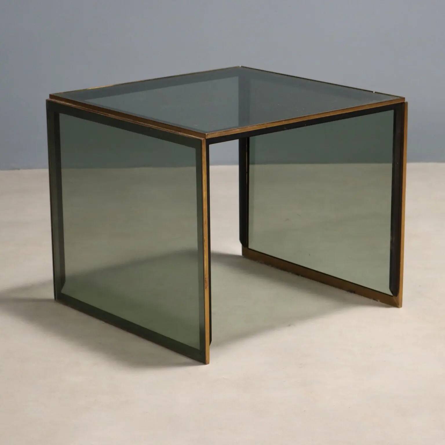 Tables basses vintage en acajou et verre, design, Italie, années 1960-1970