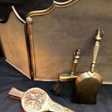 Old fire screen and accessories brass fireplace 1940 spark arrest fireplace firescreen