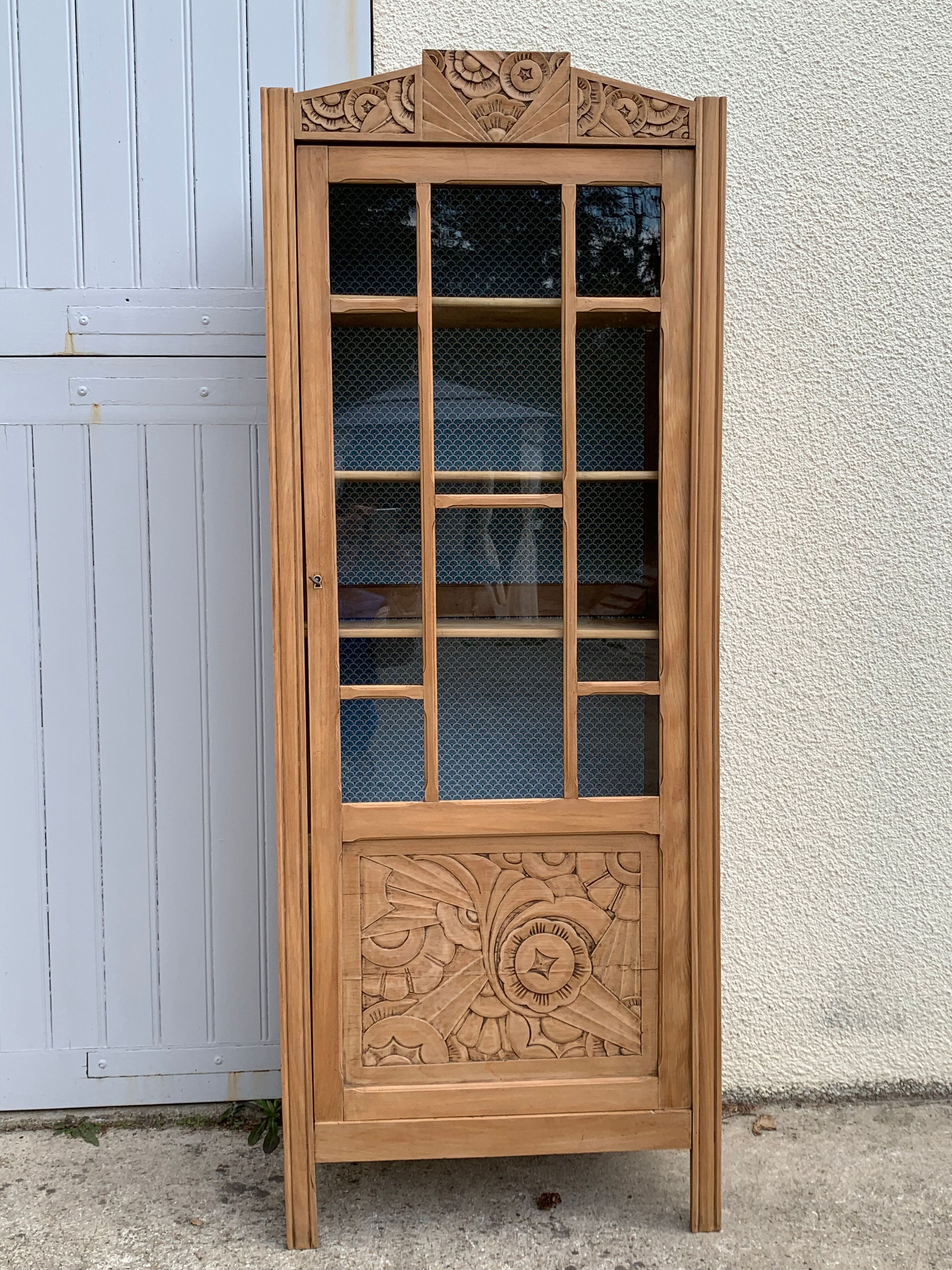 Art deco glass-glazed parisian wardrobe