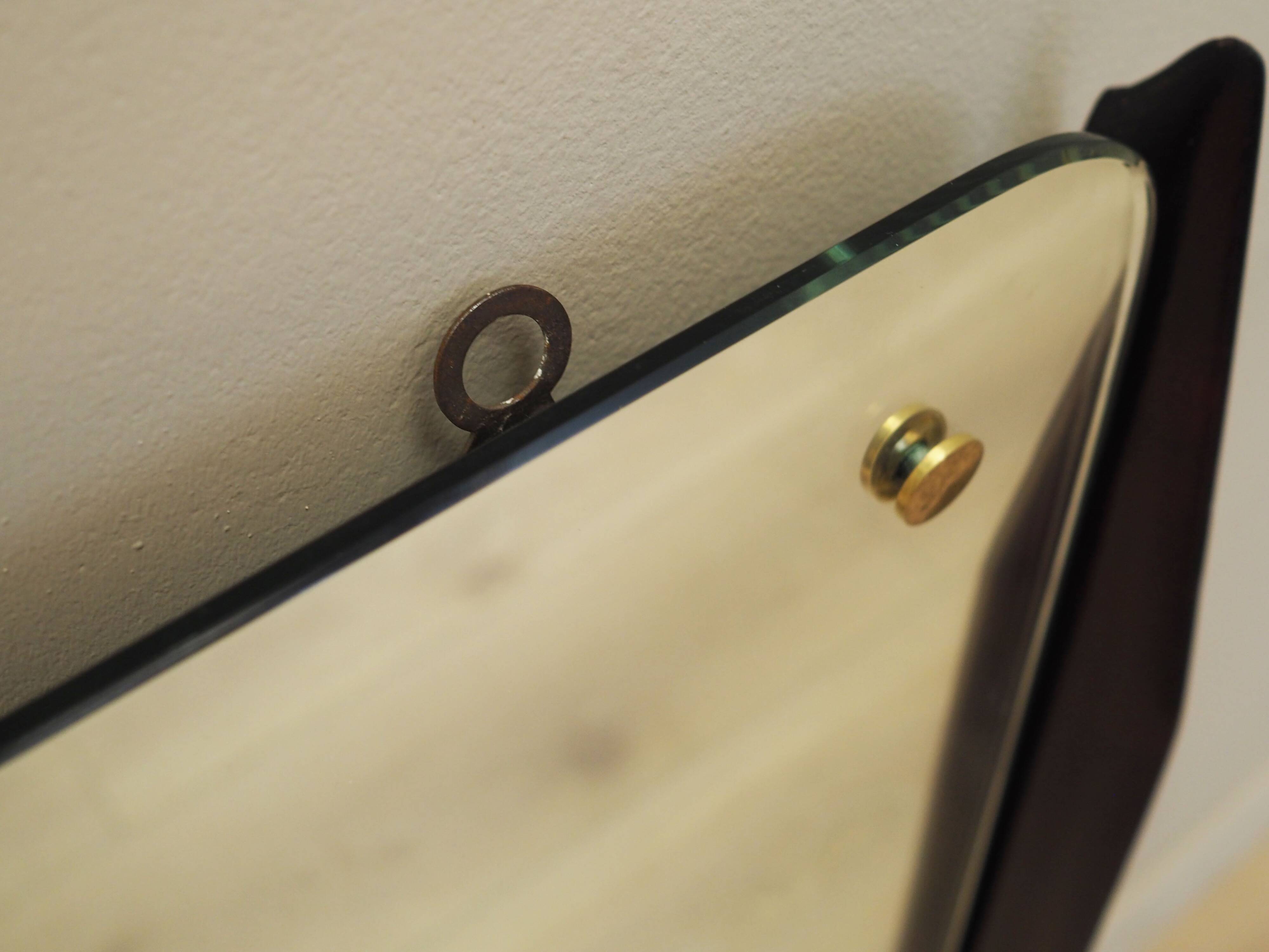 Mirror in mahogany frame, Italian design, 1970s, production: Italy