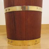 Scandinavian umbrella stand in solid teak and brass