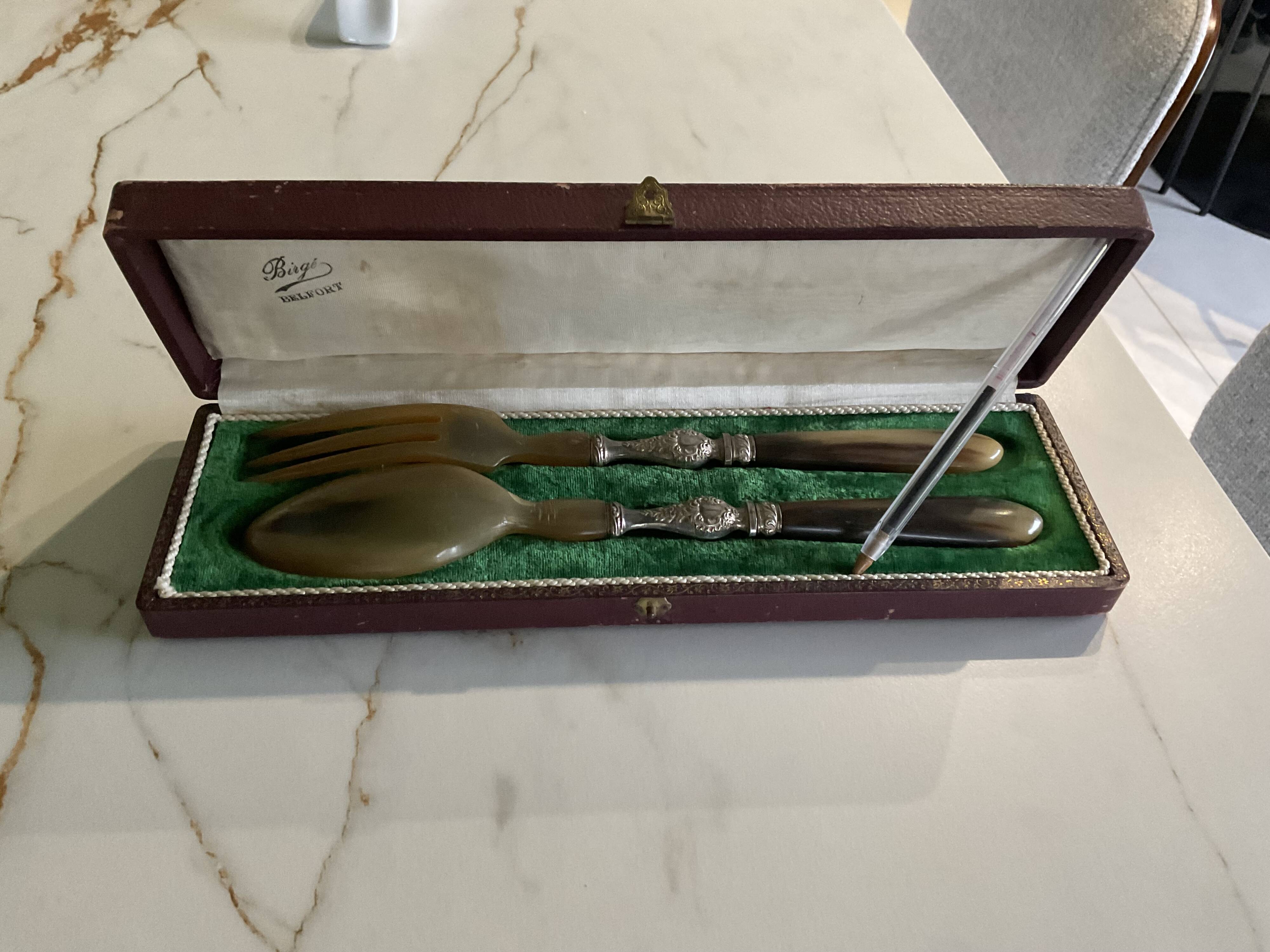 Box of 2 salad servers antique