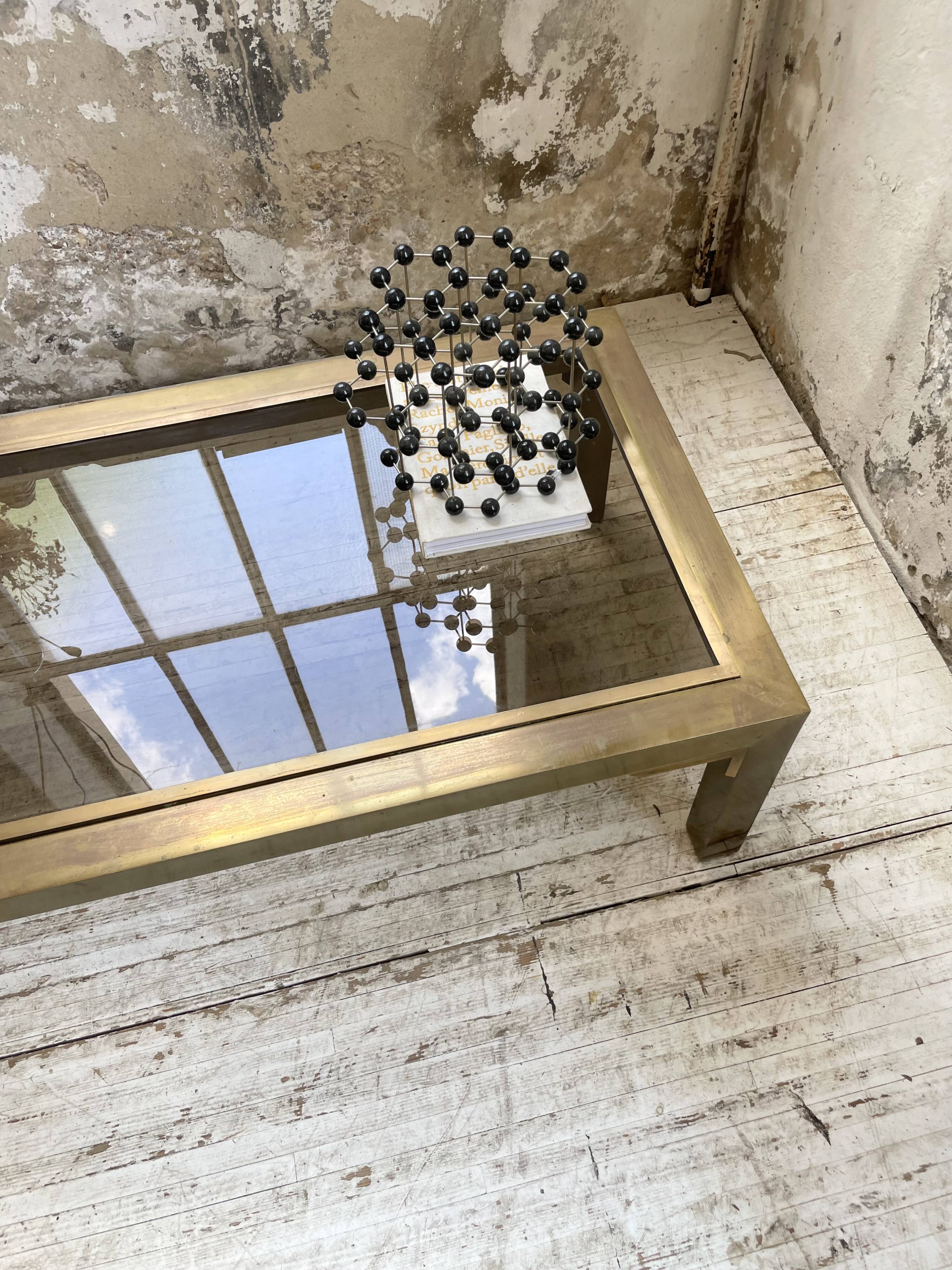 60s brass coffee table