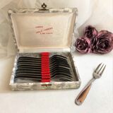 Box 12 forks dessert model vintage shell France