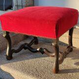 Old footrest, pouf red velvet