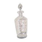 Early 20th century carafe chiseled and engraved, faceted cap