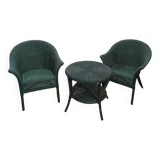 Rattan armchair table set