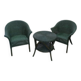 Rattan armchair table set