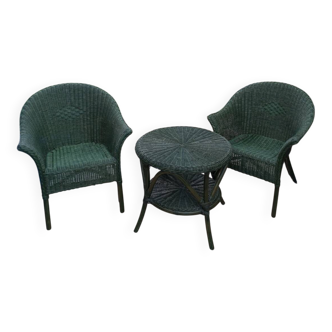 Rattan armchair table set