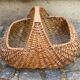 Large woven wicker log basket with handle – Rustic decor / Antique shop
