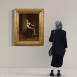 Painting signed G. Spangerberg and dated 1886, interior scene