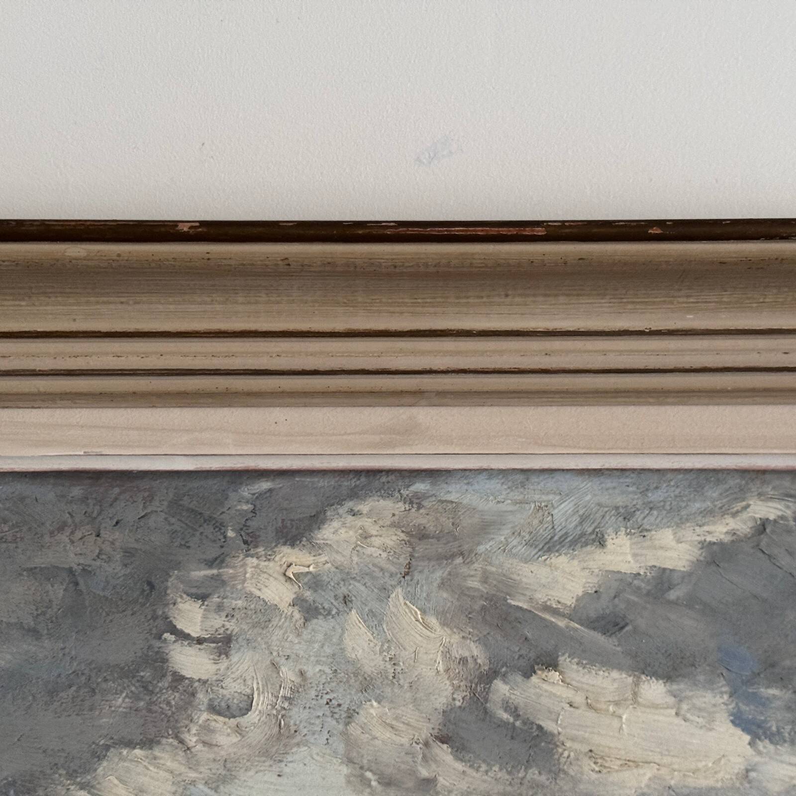 Oil on cardboard depicting the swell by Cavver, 20th century, cerused frame