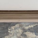 Oil on cardboard depicting the swell by Cavver, 20th century, cerused frame