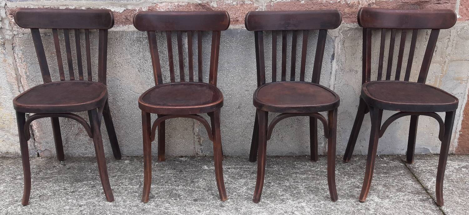 Chaises bistrot Baumann, années 50. (Lot de 4)