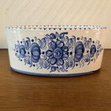 Ceramic pot blue floral decoration vintage signed modra
