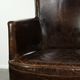 Characterful set of 6 cowhide dining chairs made of grained leather