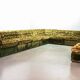 XL Woodstock Style Greenish Velvet Modular Sofa with Ottoman by Laauser 70s