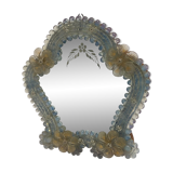 Miroir murano venice 1900 structure bois opalescent stylisées 22x24cm