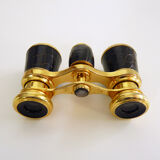 Former pair of theatre binoculars, opera B B Paris brass and leather