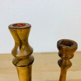 Pair of wooden candle holders
