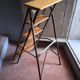 Vintage iron and wood stepladder with 5 steps