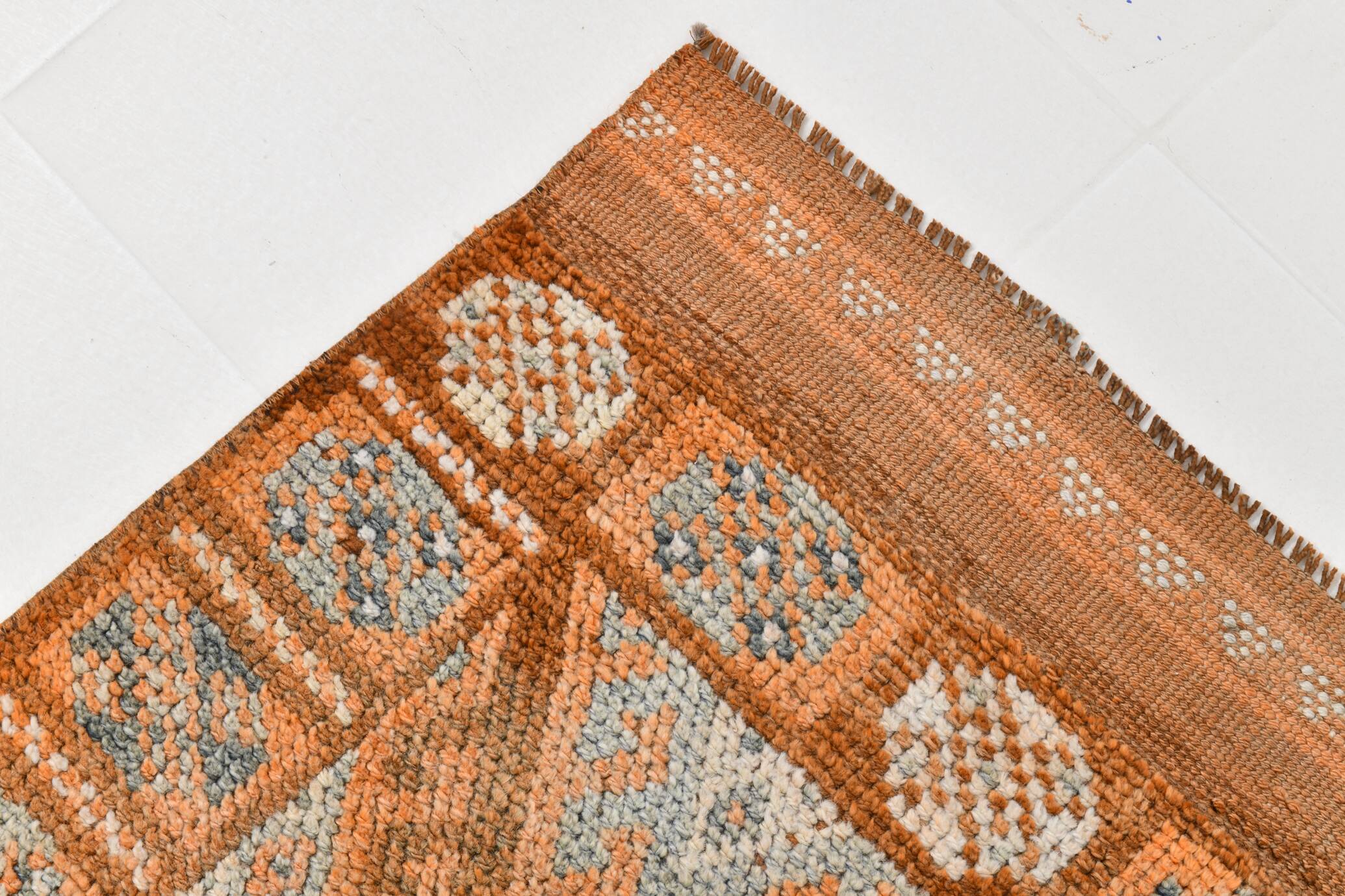 3x11 Orange Brown Tribal Turkish Vintage Runner Rug, 88x330Cm