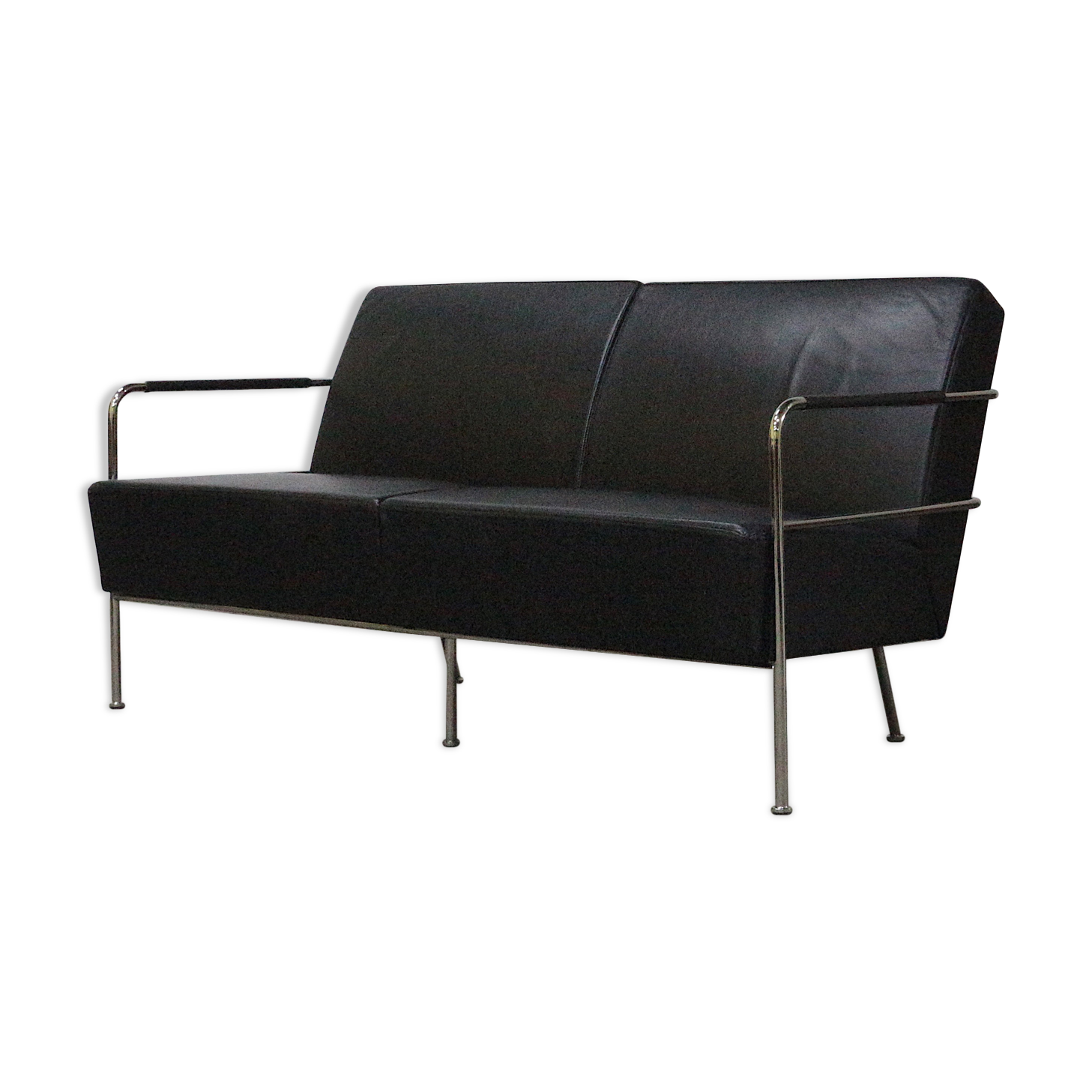 Leather & chrome sofa by Gunilla Allard, Sweden 1994