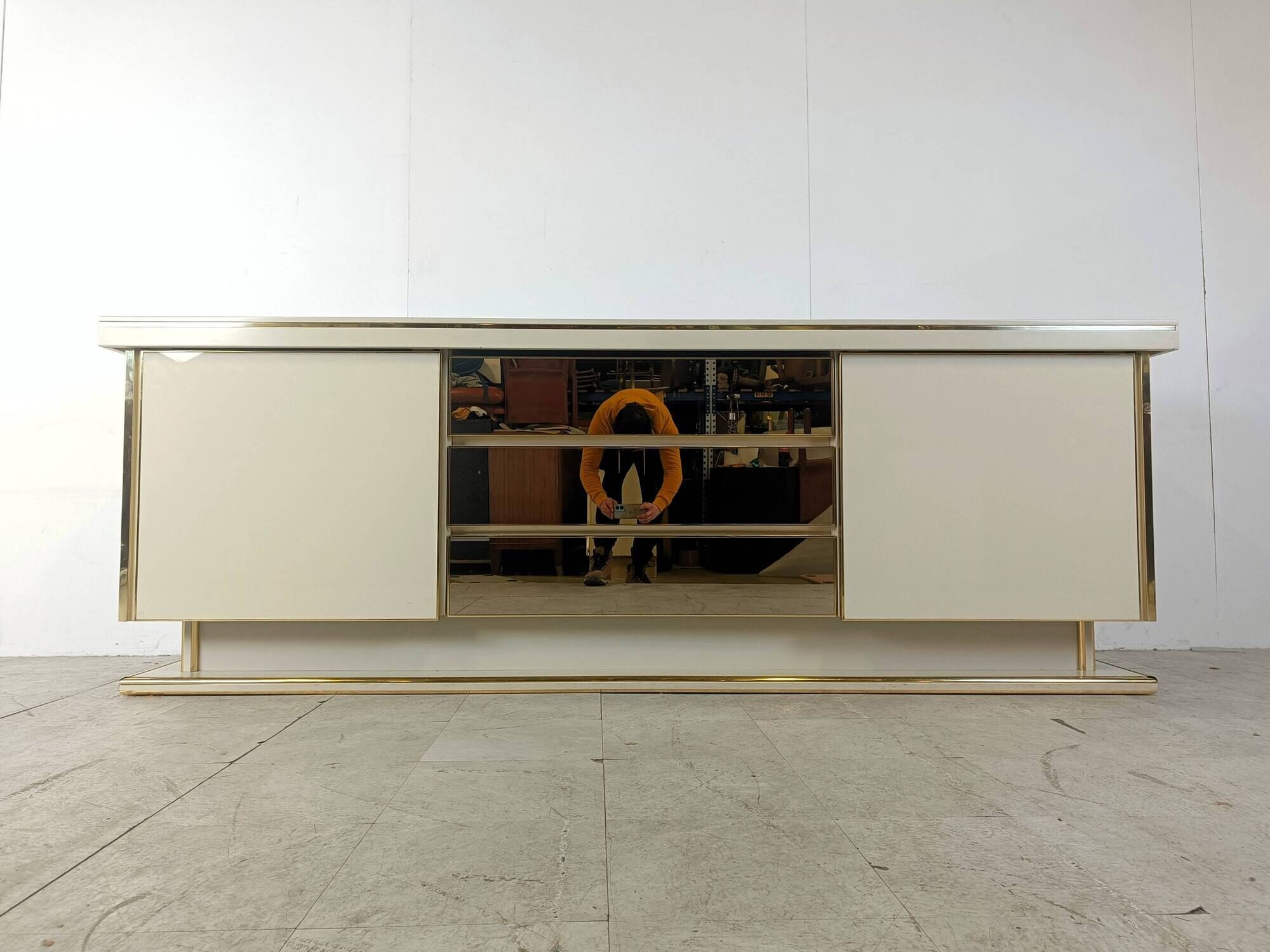 Vintage brass and lacquer sideboard, 1970s