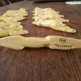 Set of 10 knife rests in Malicorne earthenware by Emile Tessier