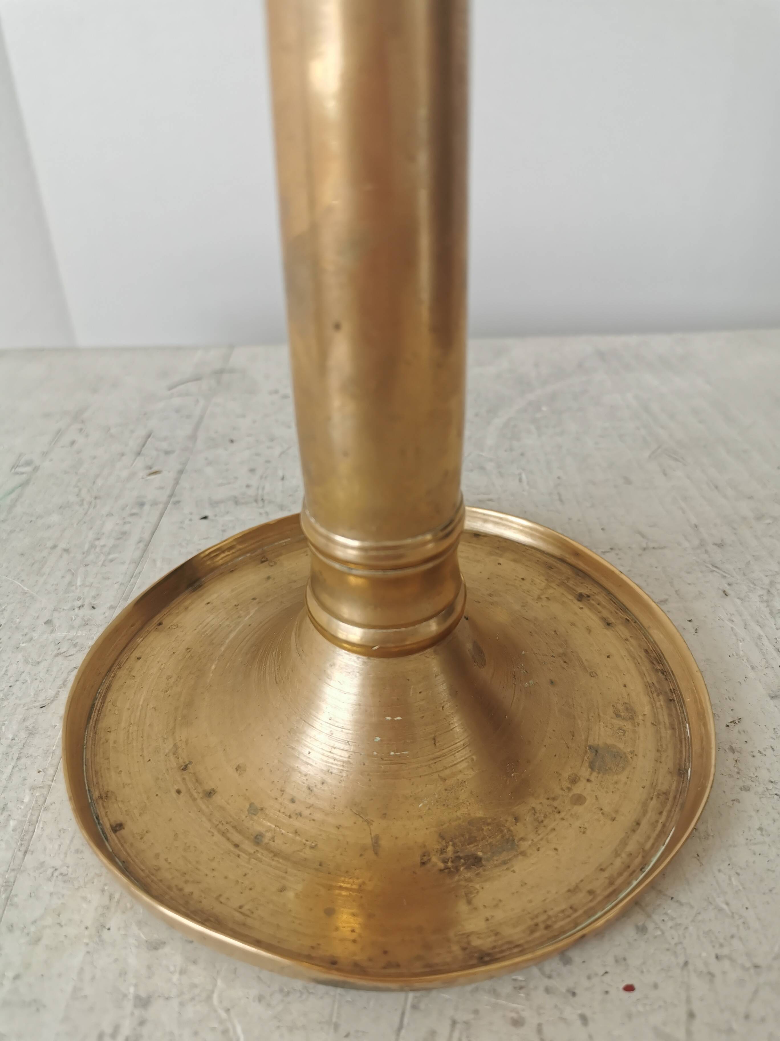 Vintage Gold Brass Candlestick: 1970s Home Decor