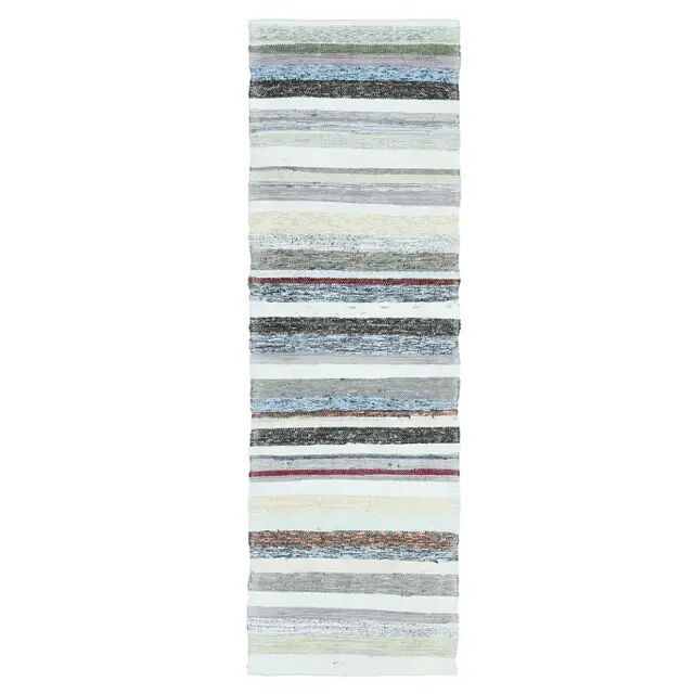 Vintage Turkish Hand-Knotted Wool Cotton White Kilim Runner Rug 60x196
