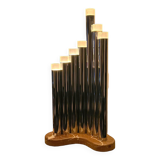 Grande lampe orgue de  sciolari des années 70 en métal chromé et marbre