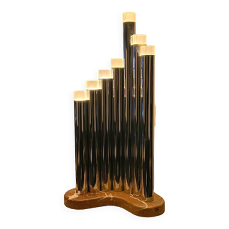 Large organ lamp by sciolari from the 70s in chrome-plated metal and marble