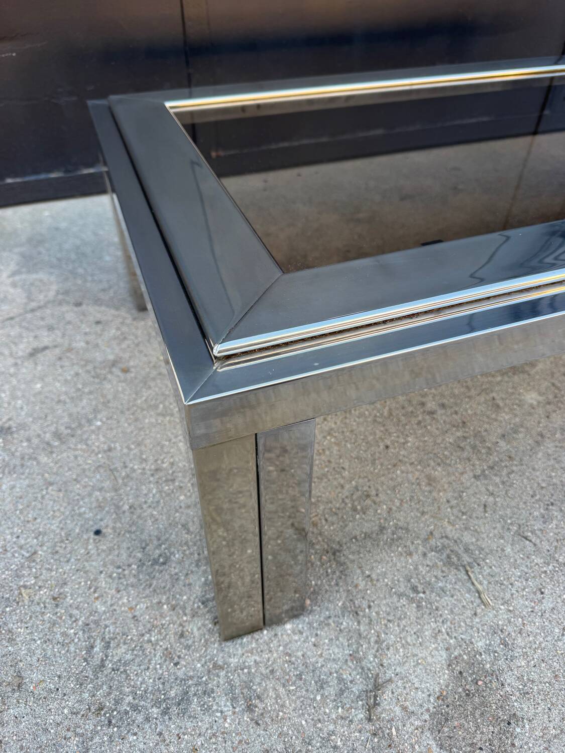 1970s smoked glass chrome coffee table