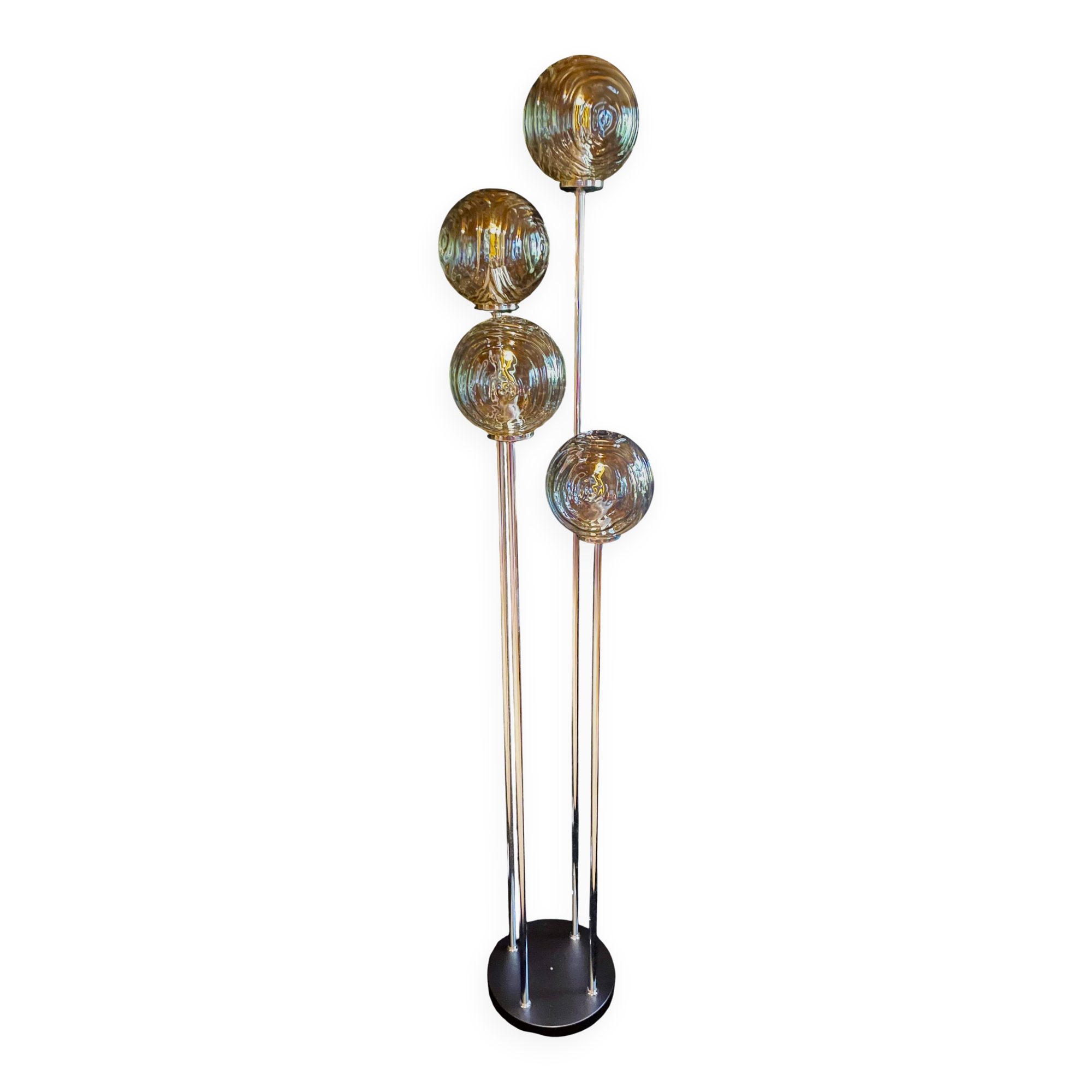 Cascade floor lamp, vintage, 4 "Waves" globes, 1970s