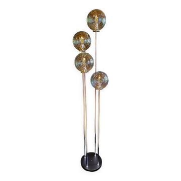 Cascade floor lamp, vintage, 4 "Waves" globes, 1970s